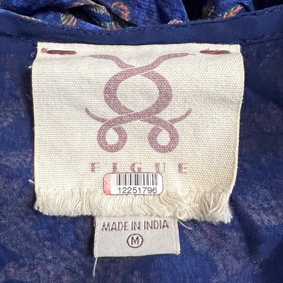 Figue Bohemian Maxi Dress M Floral Tassel Ruffle Sleeve Sheer Long Sleeve - Picture 5 of 11